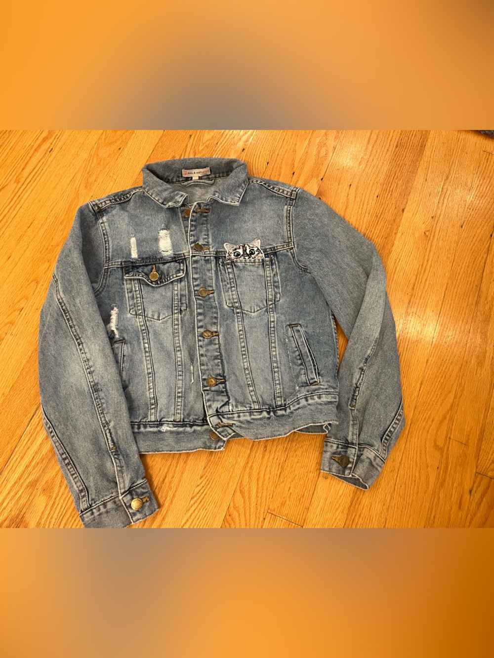 Paul & Joe Leviatan Denim Jacket Blue Denim with Cat Detail Size 38